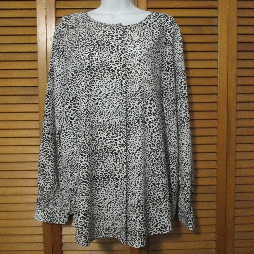 Violet & Claire top black & white lightweight button down blouse size XL